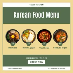 Korean Food Menu Instagram Post