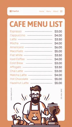 Cafe Menu List Instagram Story