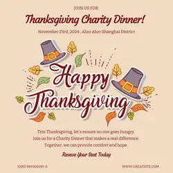 Thanksgiving Charity Dinner Instagram Post Vector Minimalist