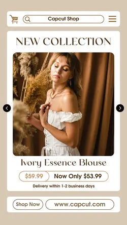 Fashion Industry Woman's White Blouse Promotion Instagram Story