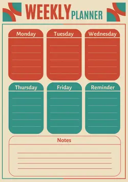 Weekly Planner red green theme