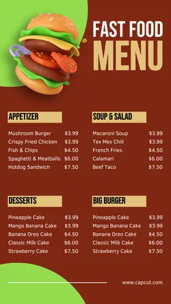 Food & Beverage Burger Menu Restaurant