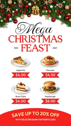 Red White Christmas Menu Sale Instagram Story