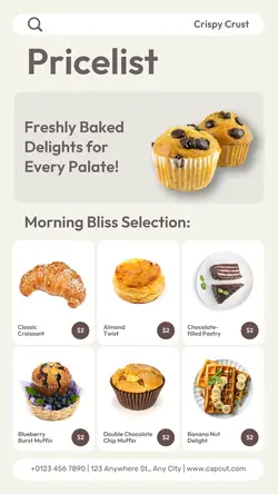 Food Bakery Pricelist Instagram Story