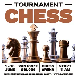 Tournament Chess Promotion Instagram Post White Brown Flat Modern