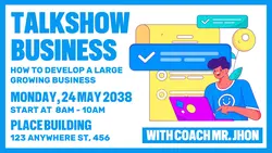 Business Talkshow Growing Business Event Twitter Post Blue Flat