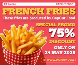 French Fries Promotion Facebook Post Pink Red Yellow Flat Modern