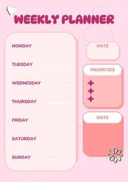 Non-marketing Planner & Schedule Pink Pastel
