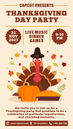 Thanksgiving Day Party Poster Invitation TikTok