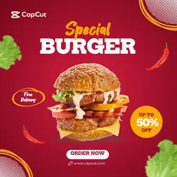 Special Burger Food Menu Social Media Banner