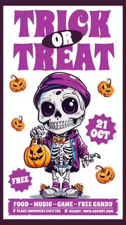 Halloween Trick Or Treat Event Instagram Story Purple Flat