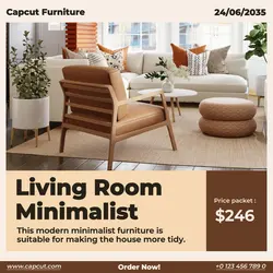 Furniture Living Room Minimalist Product Display Instagram Post Cream Brown Minimalist