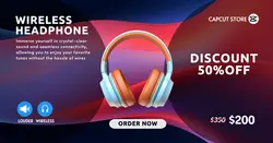 Electronics Wireless Headphone Facebook Ads Post Colorful