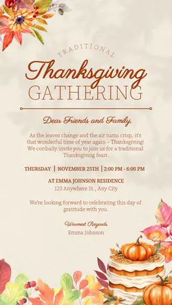 Thanks Giving Invitation Beige Instagram Story