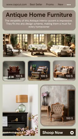 Antique furniture business template design for Instagram Story Business promotion