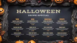 Halloween Drink Special Menu Chalkboard Background