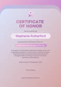 Non-marketing Certificate Purple Modern