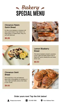 Foods & Beverage Bakery Menu Instagram Story