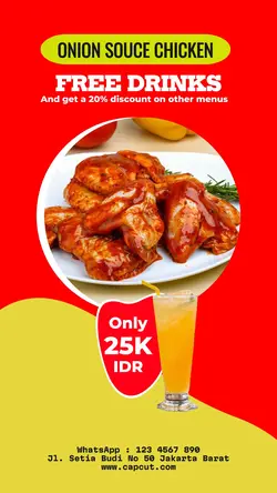 Foods menu and promotion chicken Instagram Story