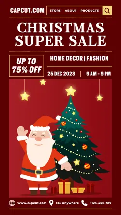 Christmas Super Sale Poster Promotion TikTok Post