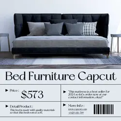 Gray White Minimalist Furniture Bed Display Product Instagram Post