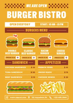 Non-marketing Menu Burger Shop Promotion