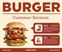 Food Burger Display Facebook Post UI Style Customer Reviews
