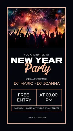 New Year party invitation instagram story 