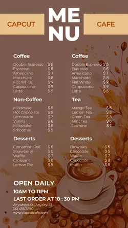 Food & Bevereage Cafe Menu Instagram Story