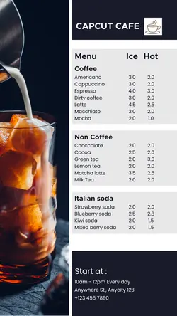Food & Beverage Cafe Menu Instagram Story