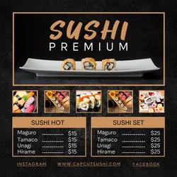 Premium Sushi sales promotion instagram post Black elegant