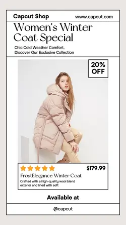 Fashion Industry Woman's Coat Promotion Instagram Story