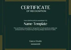 Certificate of Recognition Dark Green