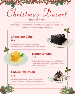 Food Christmas Desert Special Menu
