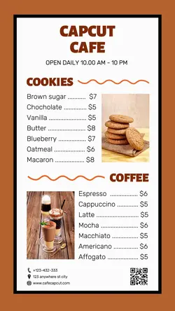 Food and Beverage Cafe Menu for Instagram Story