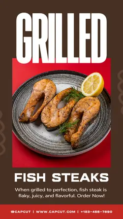 Dark Brown Modern Grilled Fish Steak Promo Tiktok