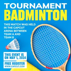 Sport Tournament Badminton Promotion Instagram Post Blue Yellow Flat Modern