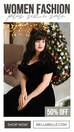Women fashion black dress plus size sale instagram story