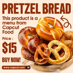 Pretzel Bread Product Display Instagram Post Cream Brown Modern
