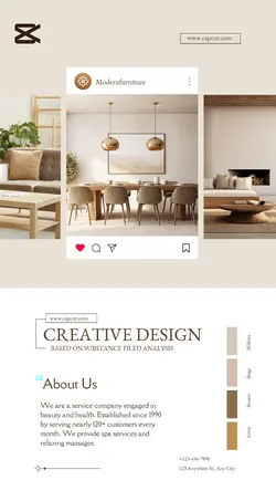 Furniture promotion instagram story brown and white minimalist