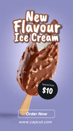 Purple Minimalist Ice Cream New Flavour Story