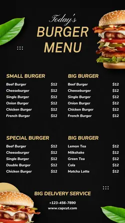 Food & Beverage Burger Menu Restaurant