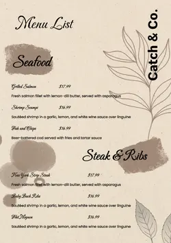 Restaurant Menu Brown Aesthetic