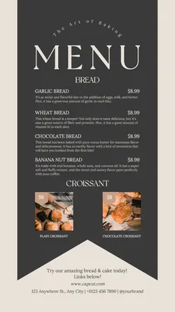 Foods & Beverage Bakery Menu Instagram Story