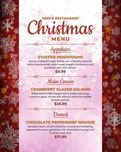 Snow Christmas Food Menu for Social Media Post