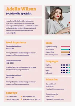 Business Social Media Specialist Resume