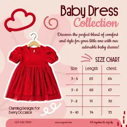 Fashion Baby Dress Size Chart Product Display