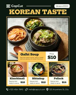 Green Food Korean Food Menu Instagram Post