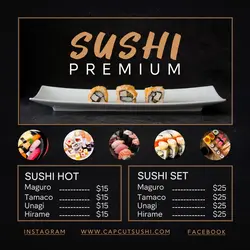 Premium Sushi sales promotion instagram post Black elegant