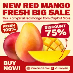 Red Mangi Fresh Big Sale Promotion Instagram Post Cream Red Modern Flat